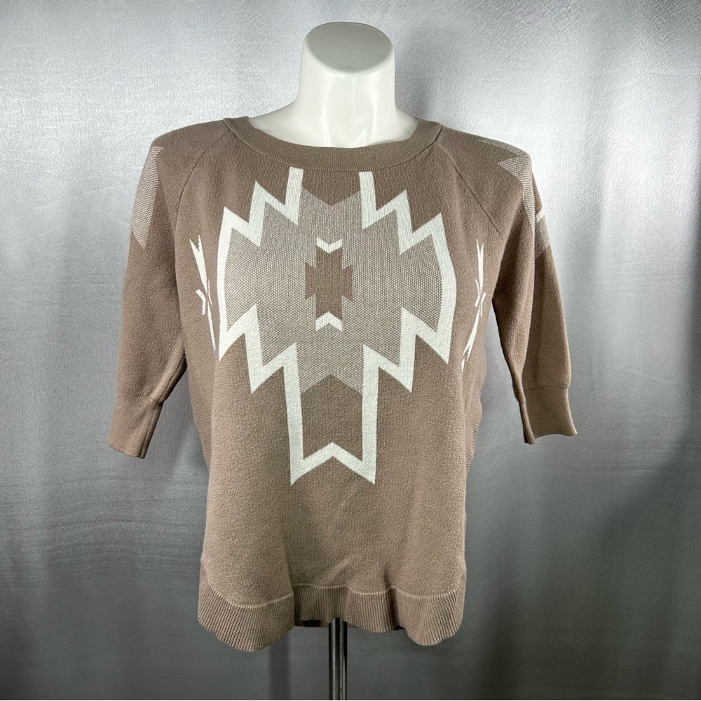 Express Taupe Aztec Print Tunic Sweater S